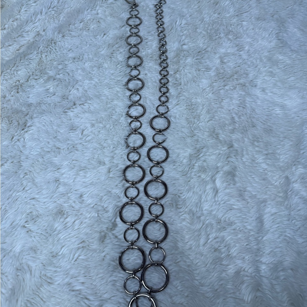 Vintage 90's Y2K Heavy Chunky Chain Waist Belt Silver O-ring Circle Link Adjusta - Picture 5 of 11